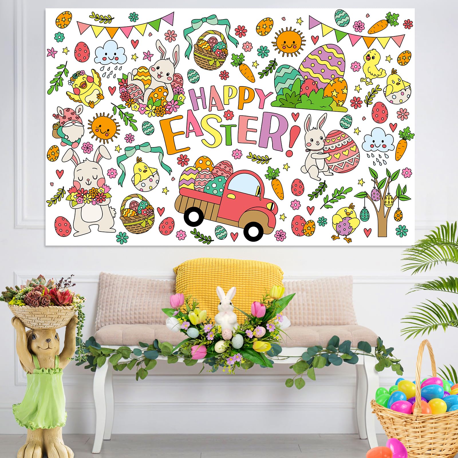 ZIZICG Easter party activity poster provides a large coloring space.