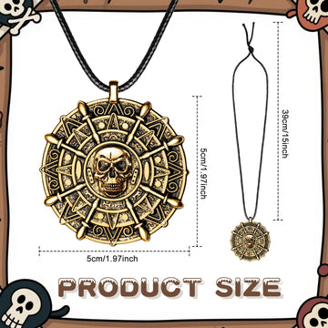 ZIZWO pirate coin necklace close-up showing antique detail for Halloween.