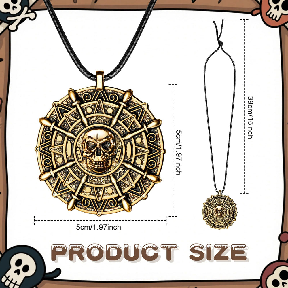ZIZWO pirate coin necklace close-up showing antique detail for Halloween.