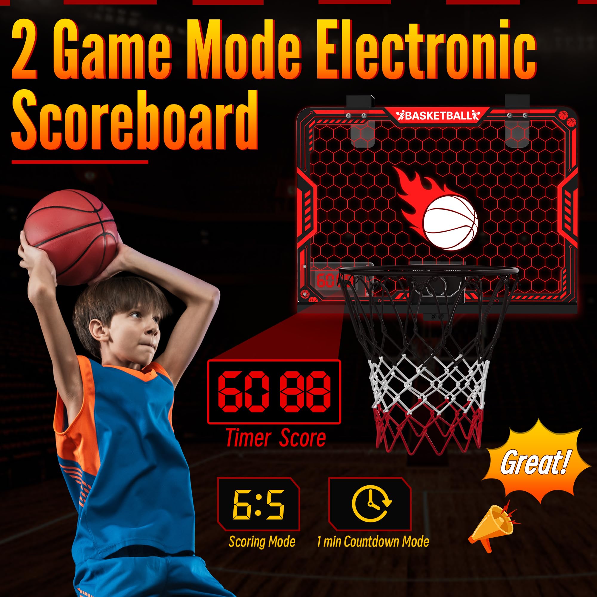ZIZZ dual-scoreboard with seven-color LED gives feedback.