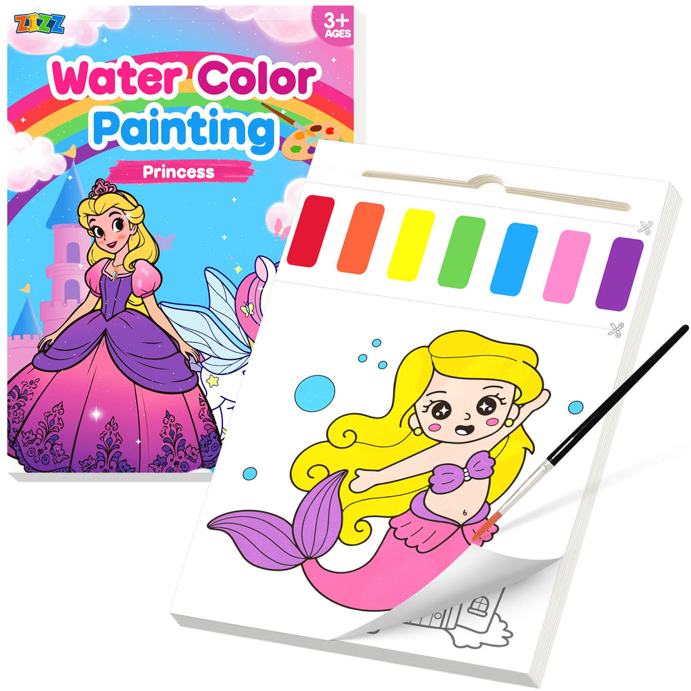 ZIZZ Paint with Water princess design 1 page for mess-free coloring fun