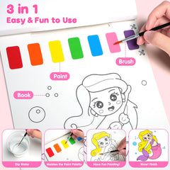 ZIZZ Paint with Water princess design 3 page enhancing focus and motor skills