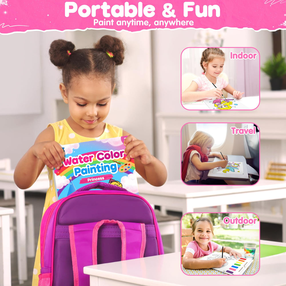ZIZZ Paint with Water princess design 6 page with easy-grip brush