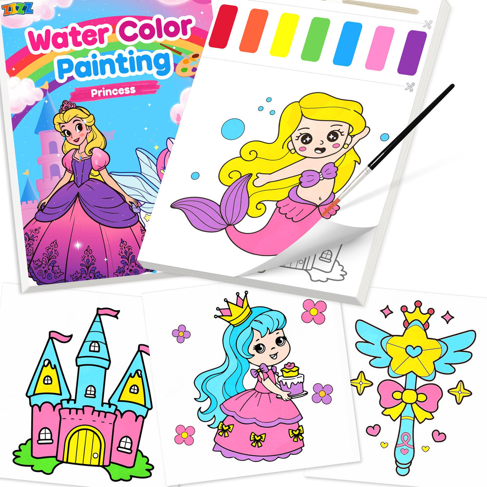 ZIZZ Paint with Water princess design 9 page as an all-in-one gift