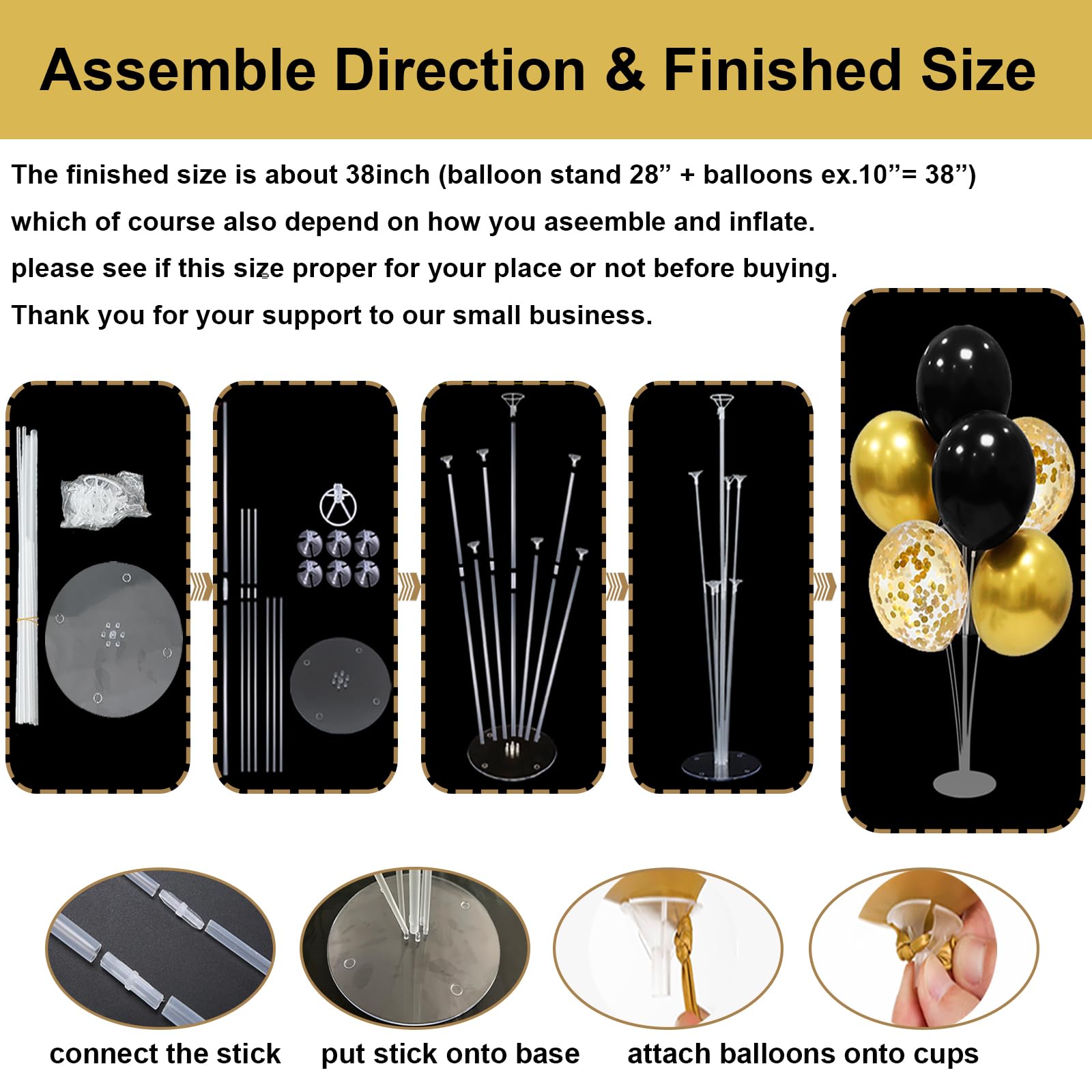 ZJDHPTY heavy-weight base provides stability for balloon stands.