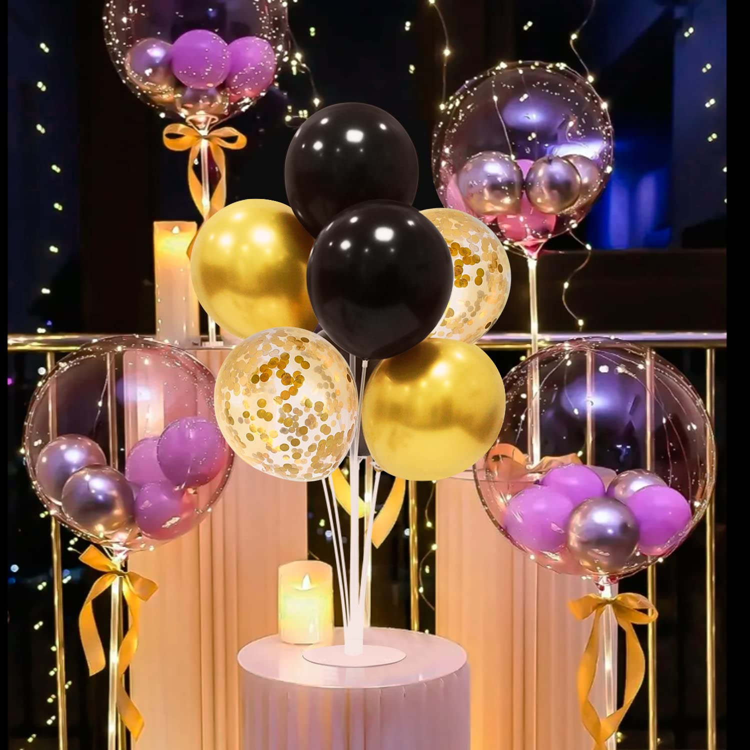 ZJDHPTY gold confetti balloons add festive shimmer to displays.