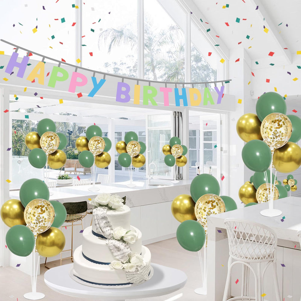 ZJDHPTY close-up of green and gold confetti balloons