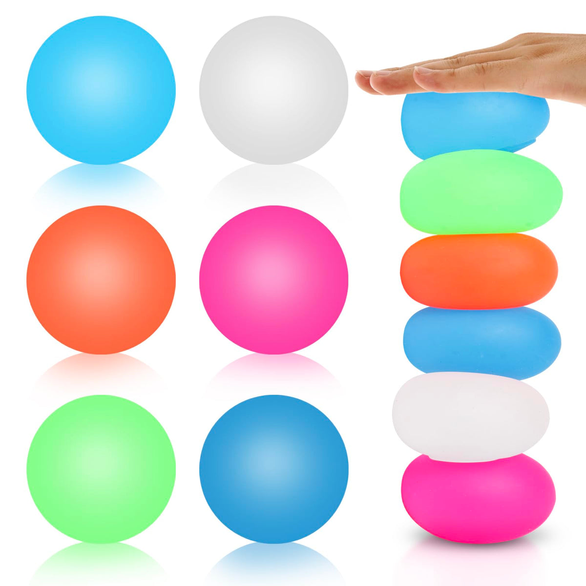 ZJDL 6-pack squishy stress balls in bright colors for calming tactile relief.