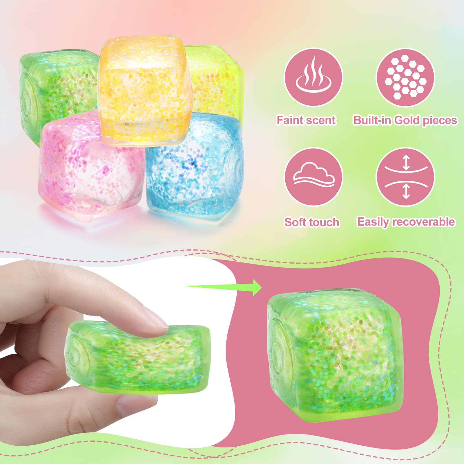 ZJDL stress cube sparkling-glitter with slow-rise texture.