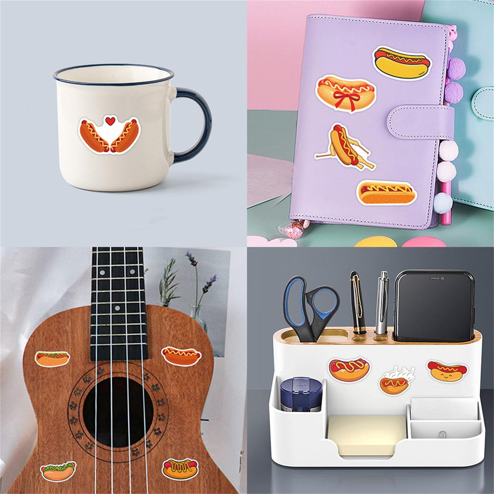 ZJJEJFST hot dog stickers on a phone case decorate edges and resist wear.