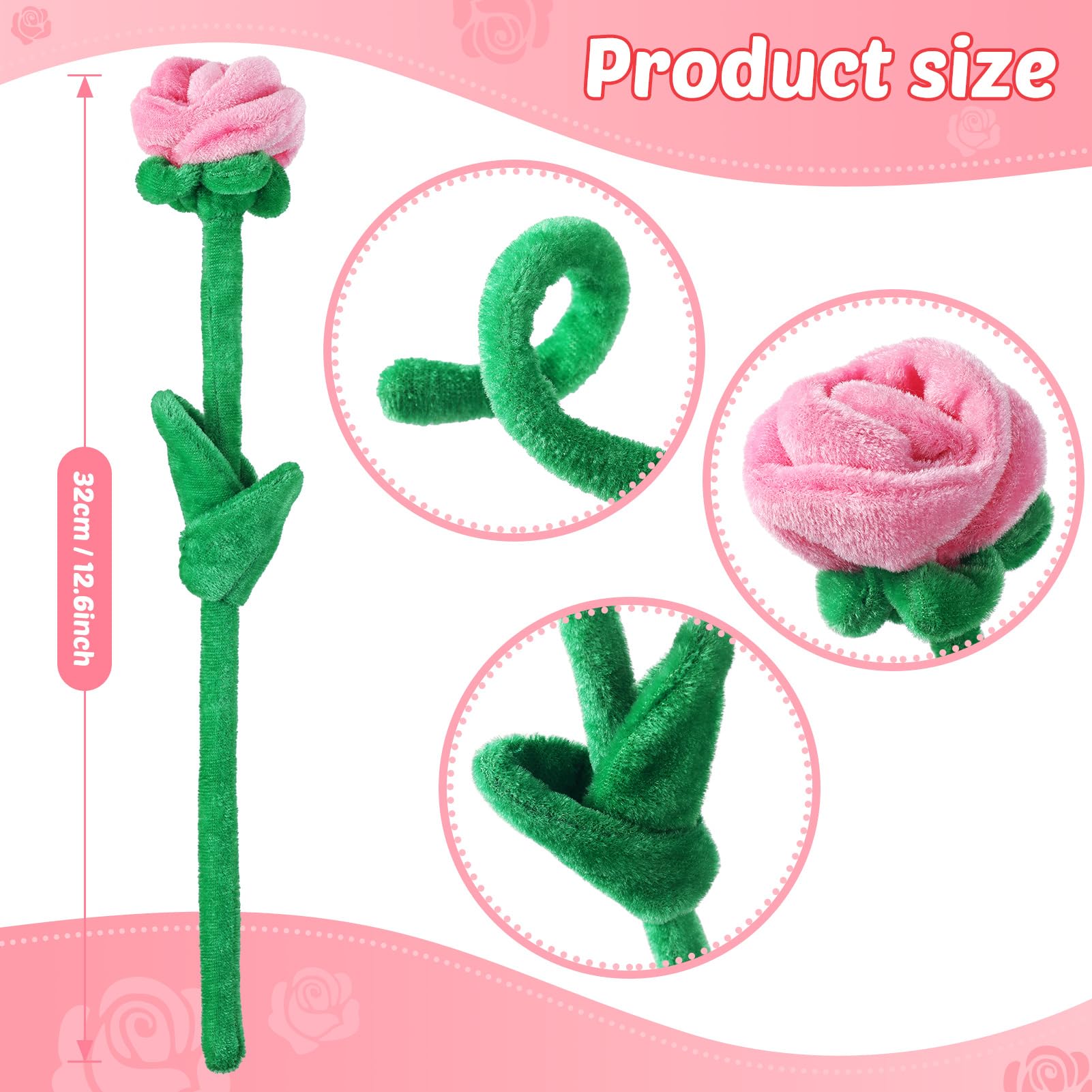 ZJoey 18-piece plush rose bouquet in red and pink for gifting.