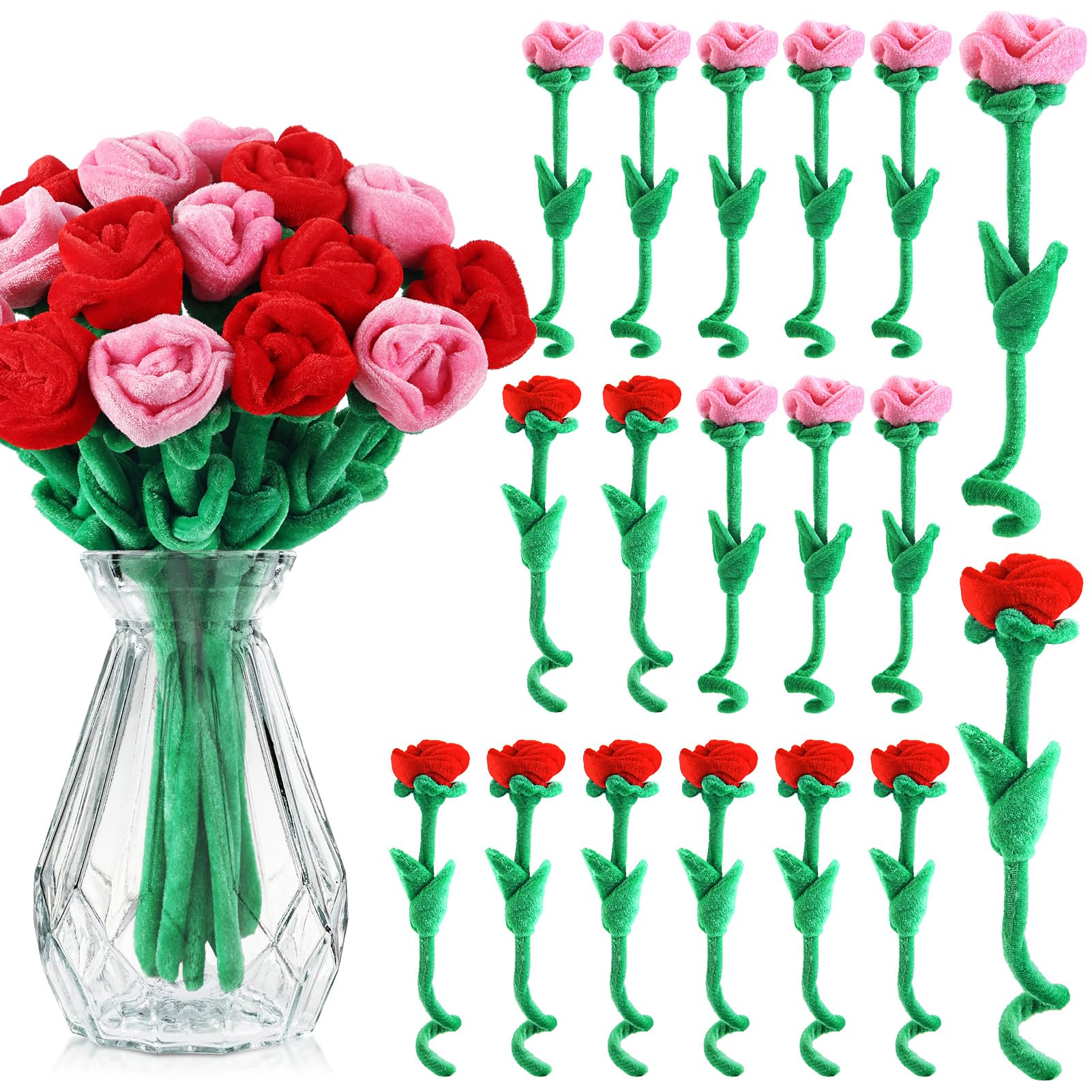 ZJoey plush rose with bendable stems for versatile home decor.