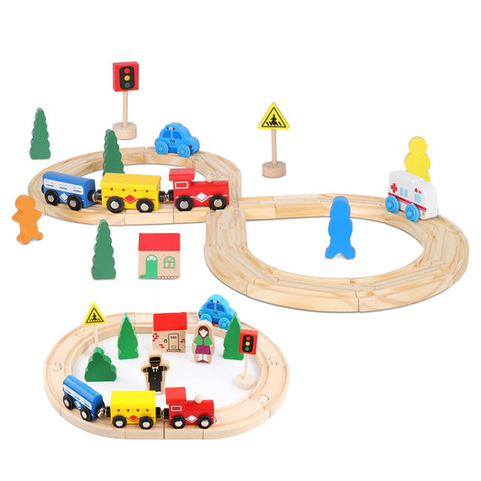 ZKKEIIE wooden train tracks 33-piece set compatible with major brands and layouts