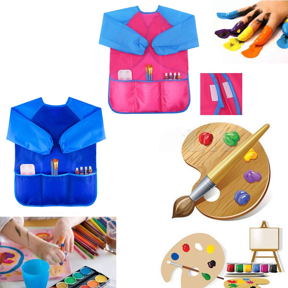 Zkptops kids smock worn by child painting in bright colors