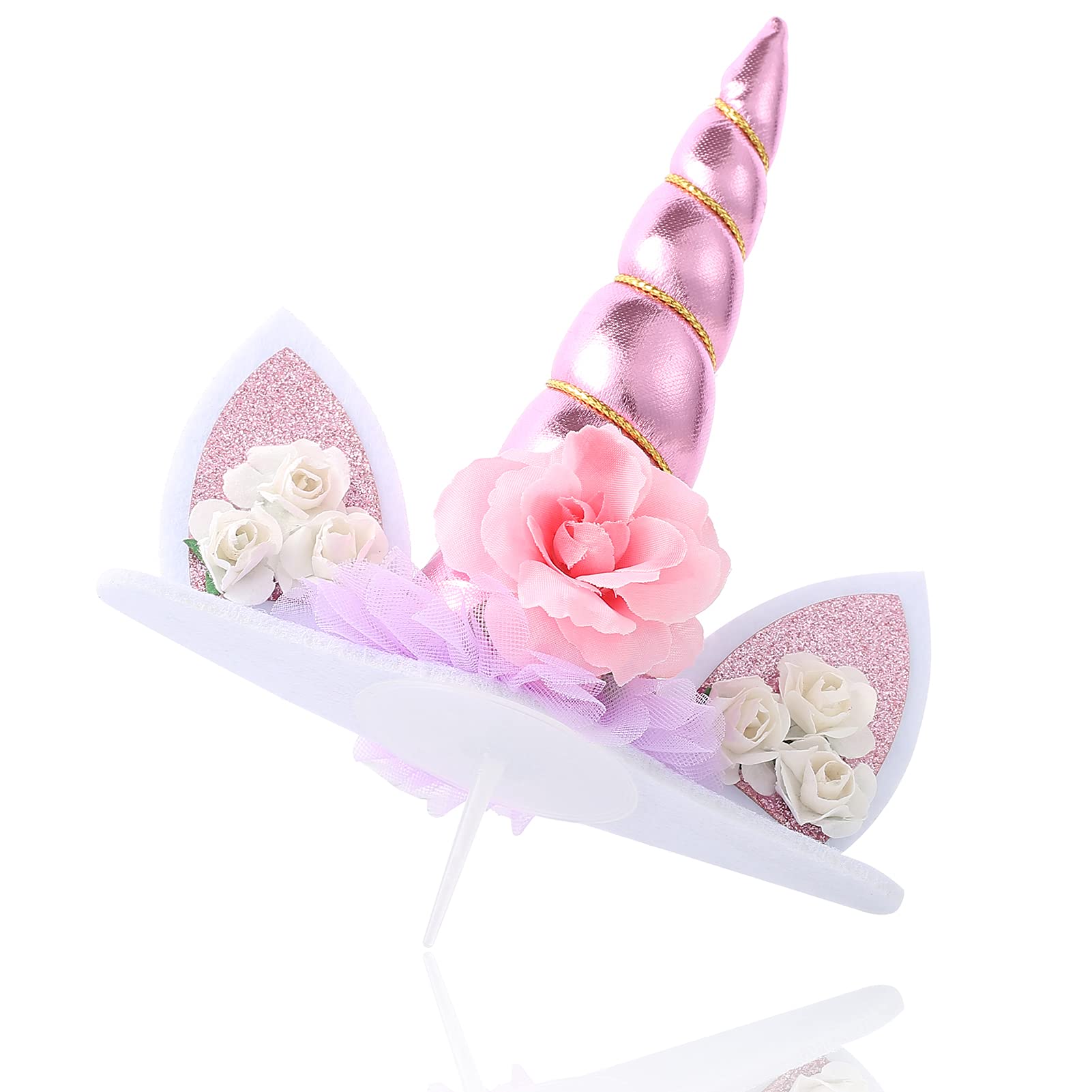 Zkptops unicorn cake topper ears set adds cute details for kids' celebrations.