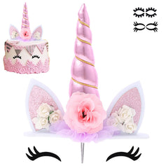 Zkptops unicorn cake topper pink horn enhances birthday cakes with playful charm.