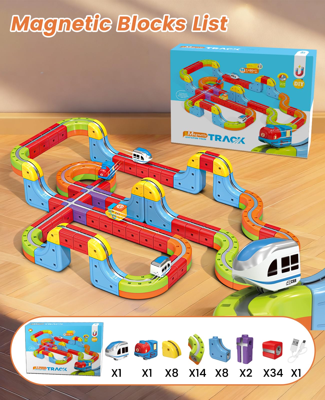 ZLANDYAN magnetic cube track blocks for modular building and creative layouts