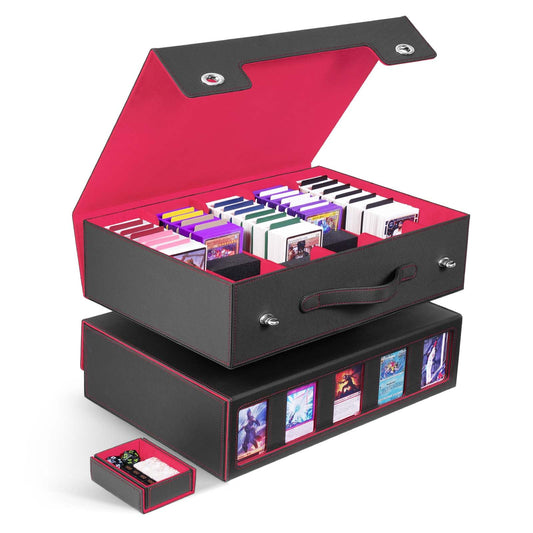 ZLCA 5-row card storage box with handle keeps 3900+ cards organized and within reach.