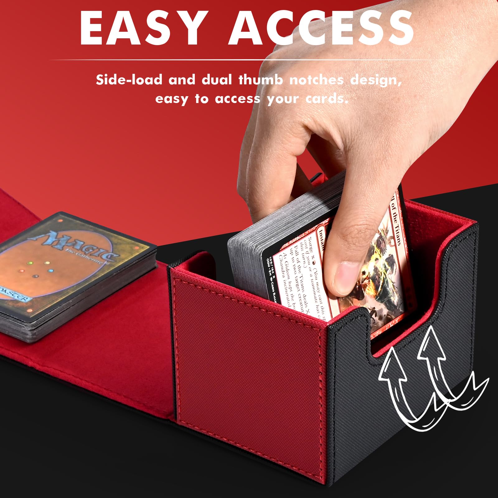 ZLCA deck box capacity up to 120+ single-sleeved cards for organization.