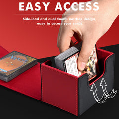 ZLCA deck box capacity up to 120+ single-sleeved cards for organization.