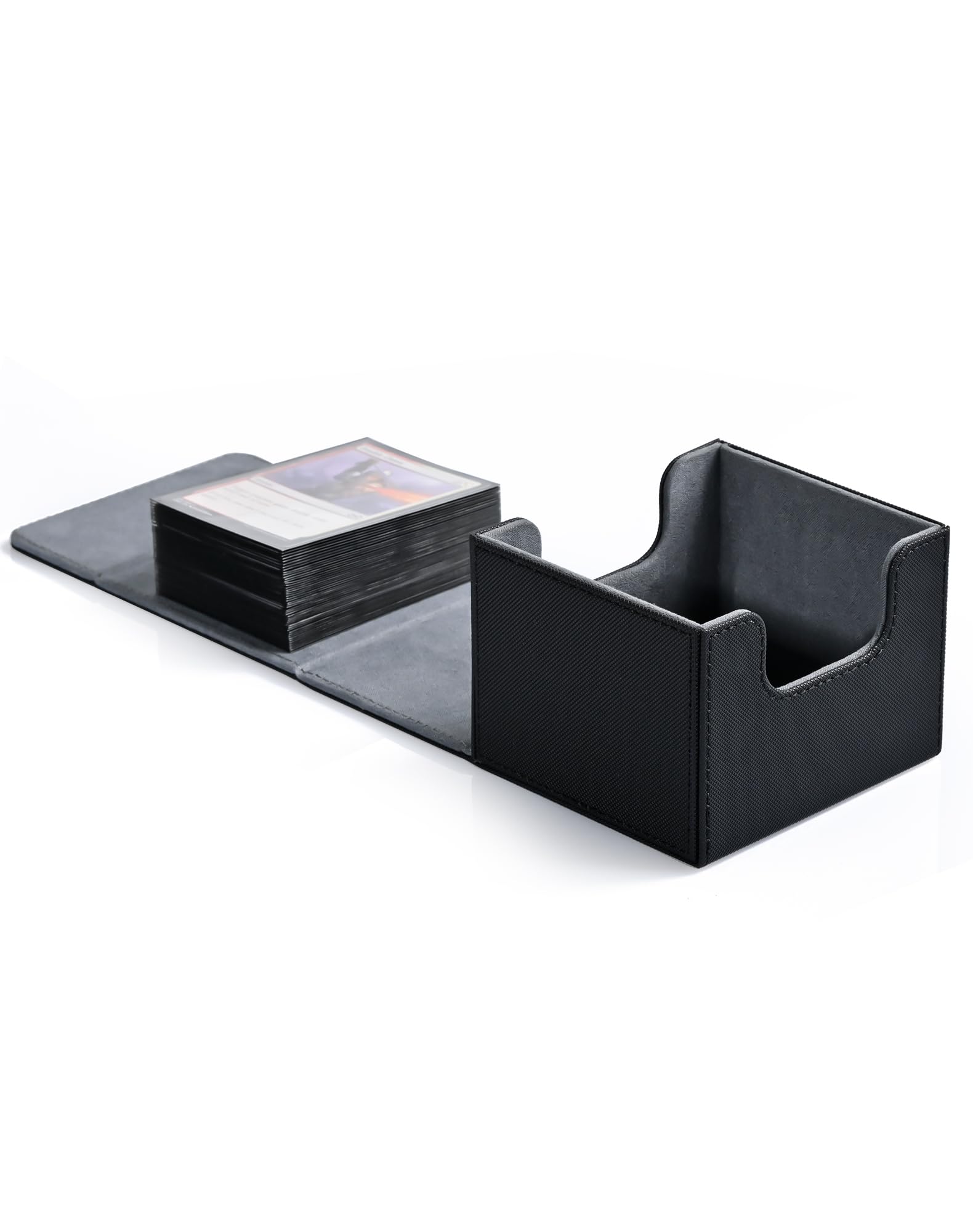 ZLCA deck box exterior in black PU leather for safe transport of MTG cards.