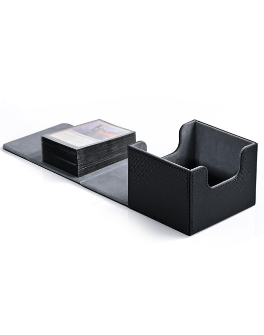 ZLCA deck box exterior in black PU leather for safe transport of MTG cards.
