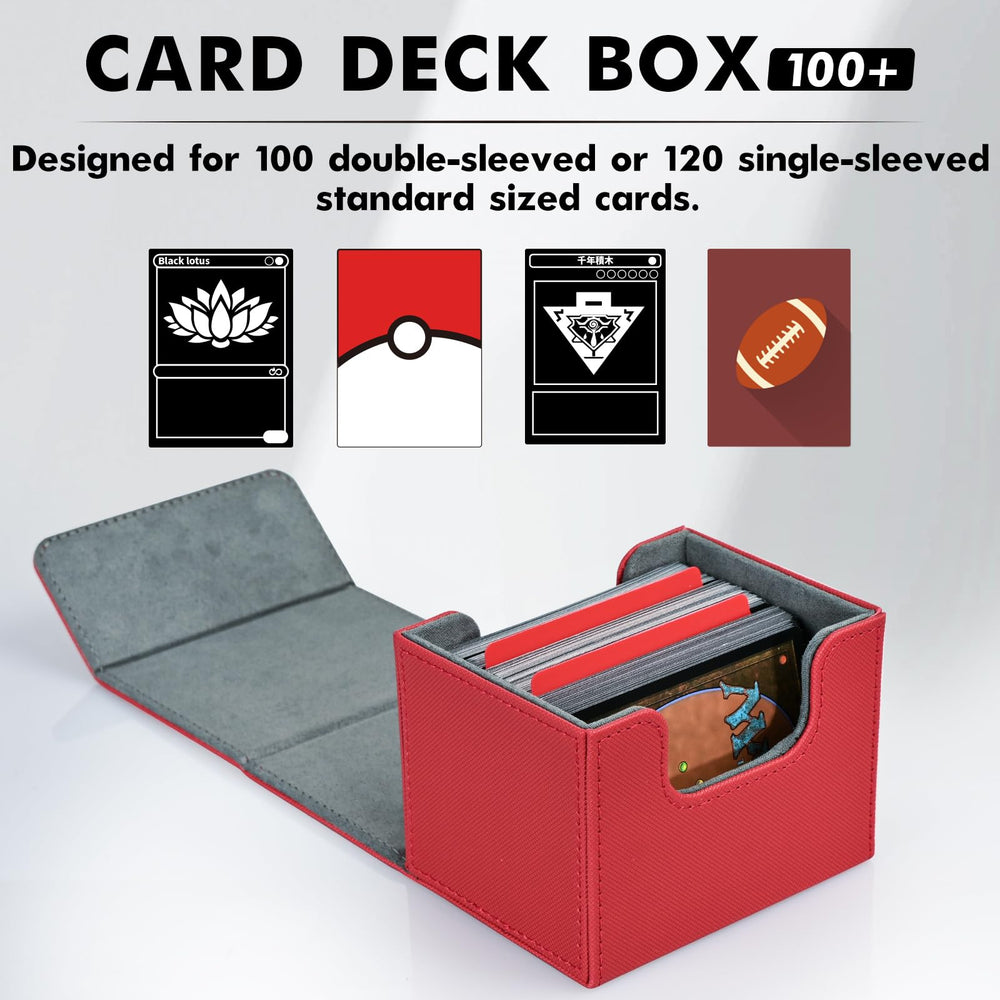 High capacity fits 100+ double-sleeved or 120+ single-sleeved cards.