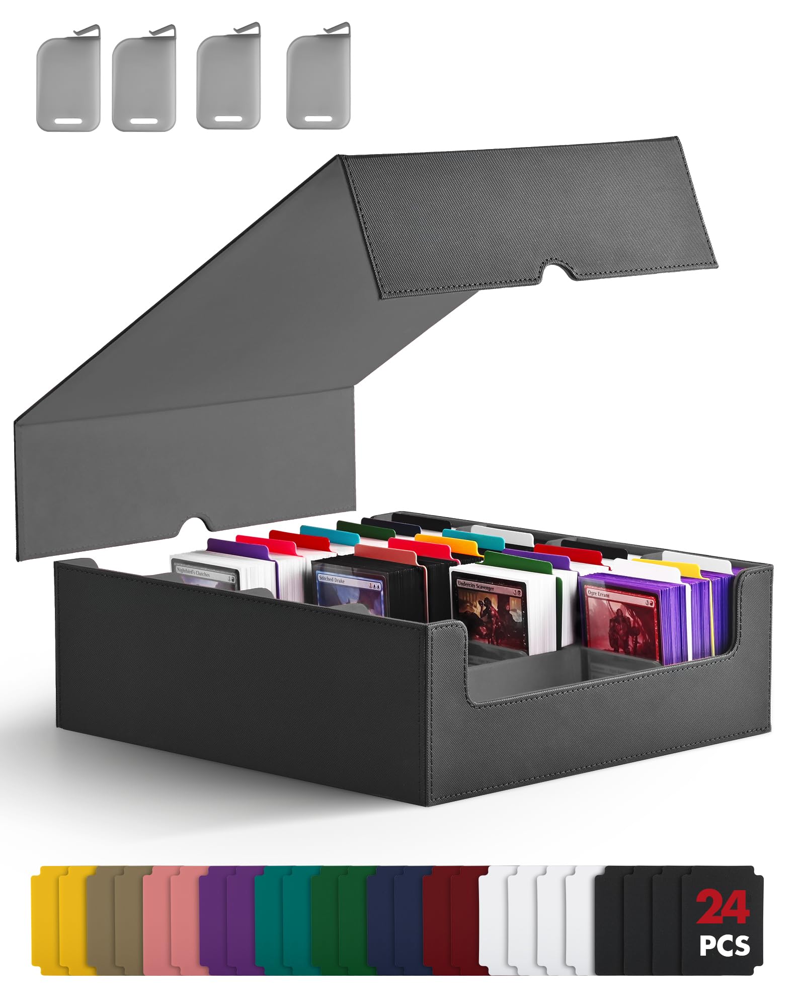 ZLCA card storage box capacity for 1400+ double-sleeved MTG cards.