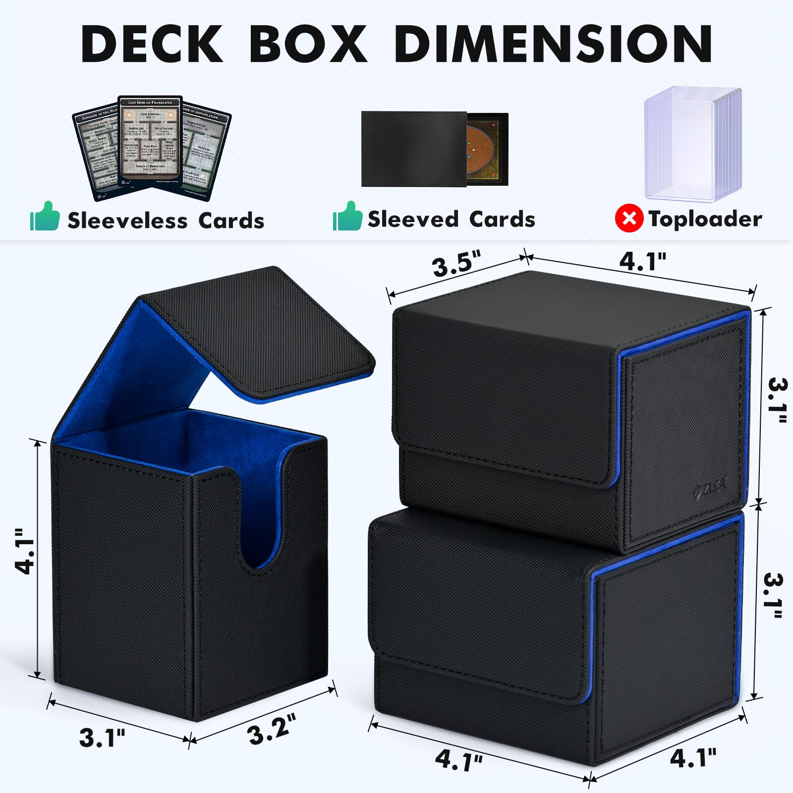ZLCA deck box U shaped opening enables easy card removal