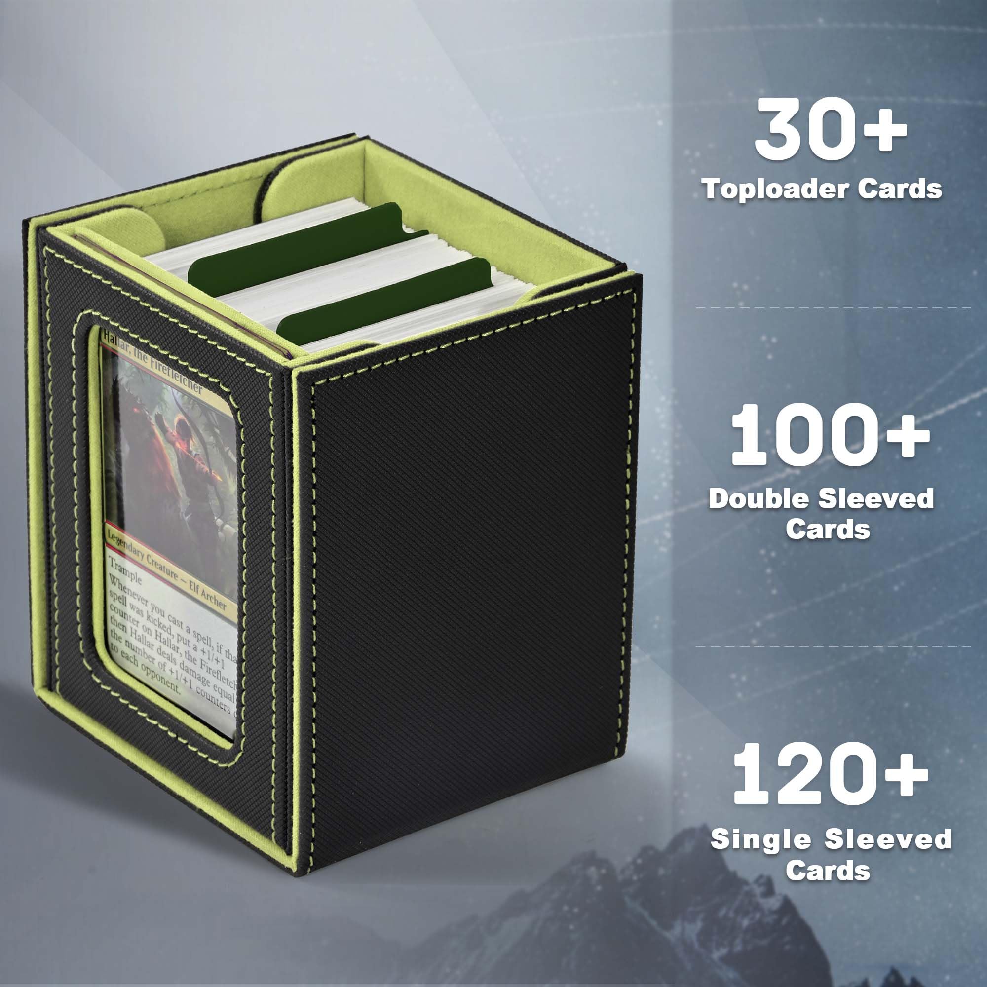 ZLCA MTG deck box capacity supports 230+ unsleeved or 100+ double-sleeved cards.