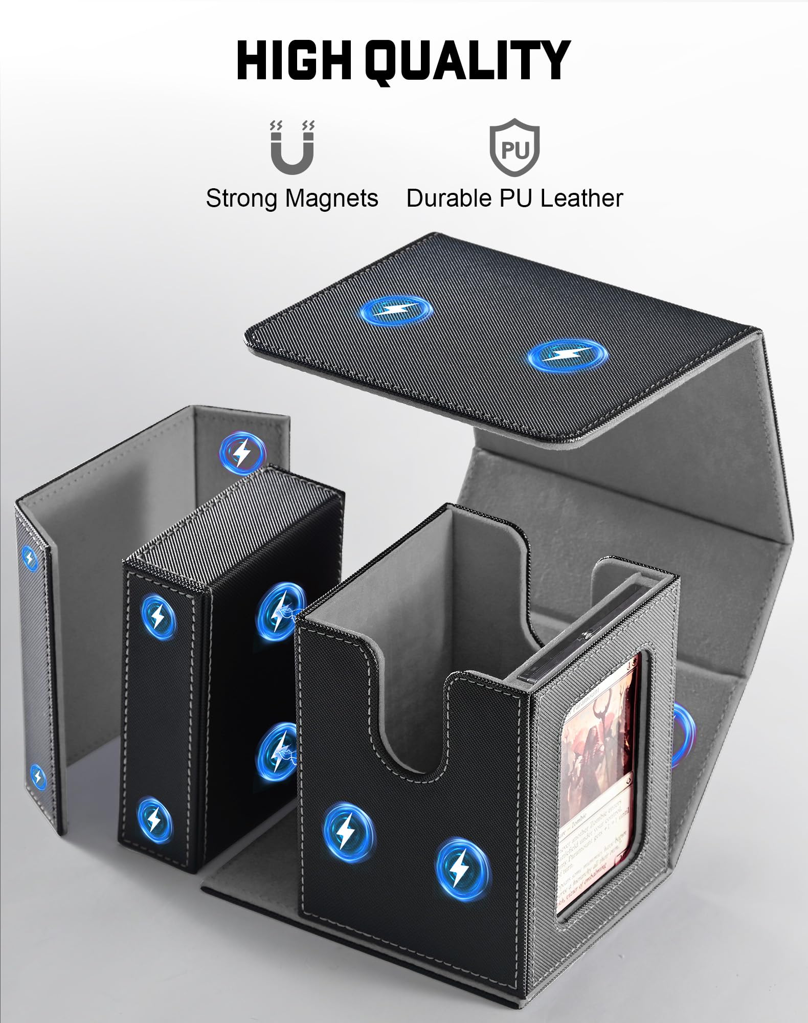 ZLCA MTG Commander Deck Box premium PU exterior protects cards from dust and moisture