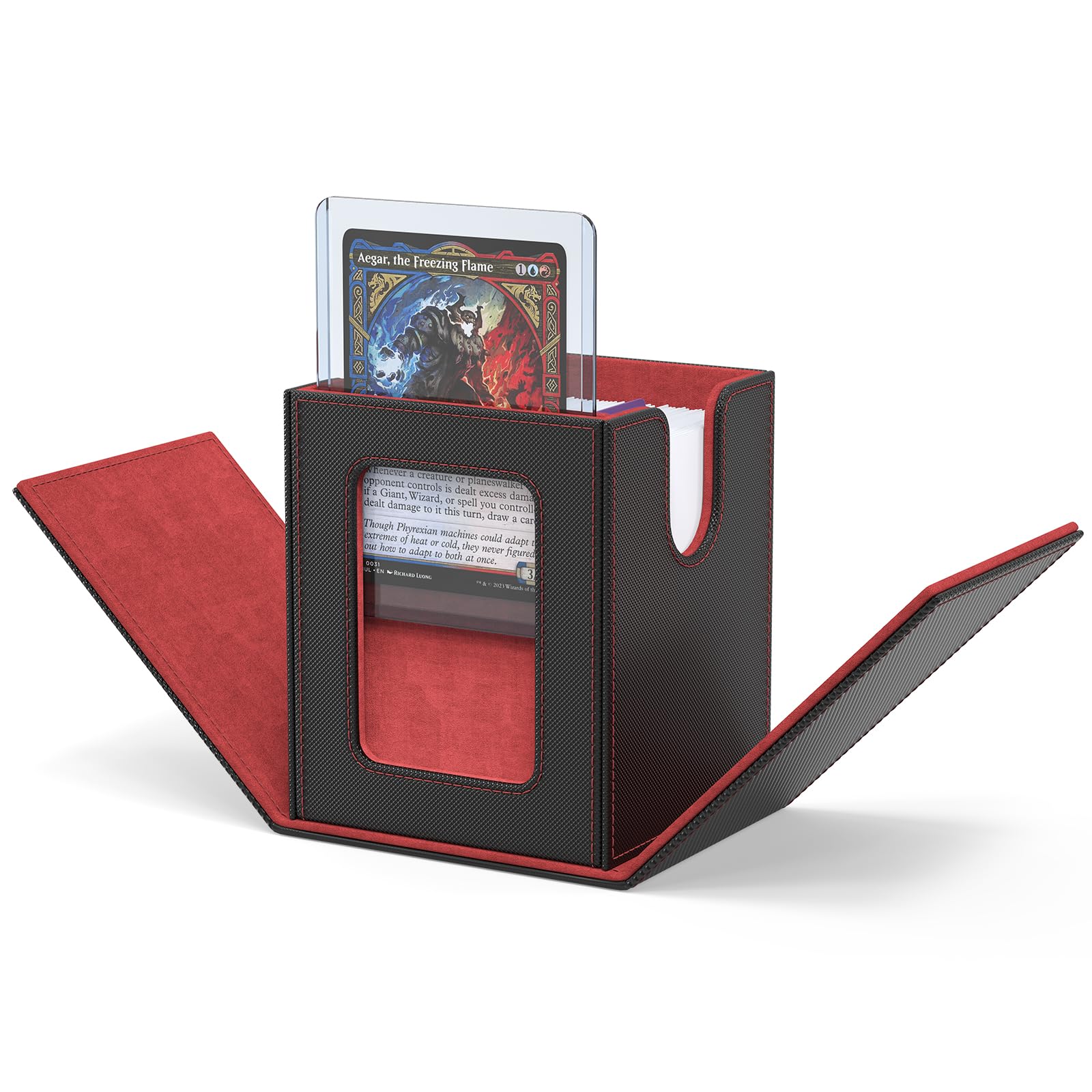 ZLCA MTG deck box with commander window display showcasing art on lid