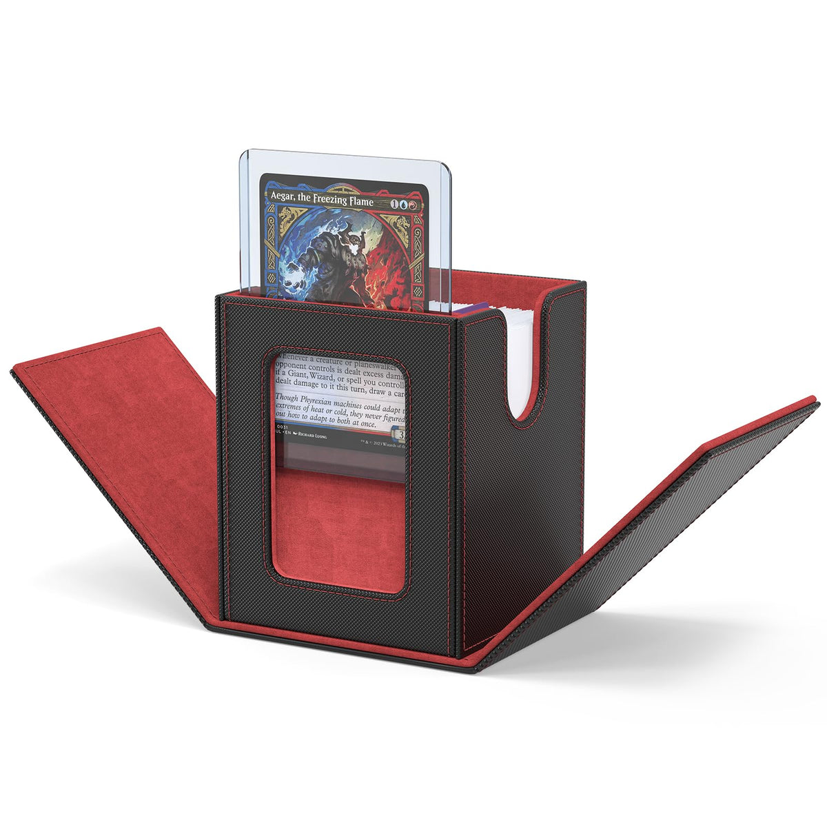 ZLCA MTG deck box with commander window display showcasing art on lid