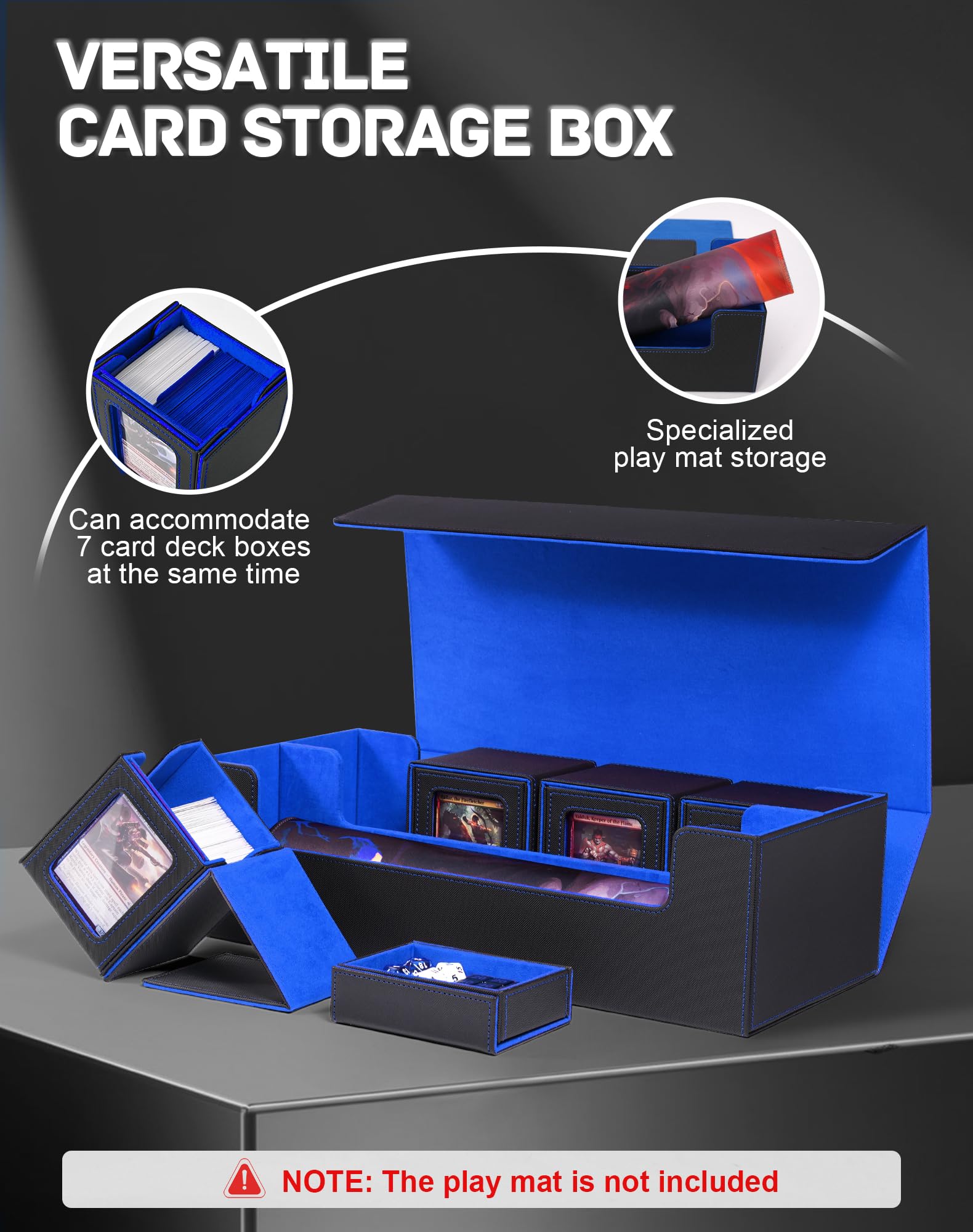 ZLCA MTG deck storage box dice compartment showcases detachable box for easy dice storage.