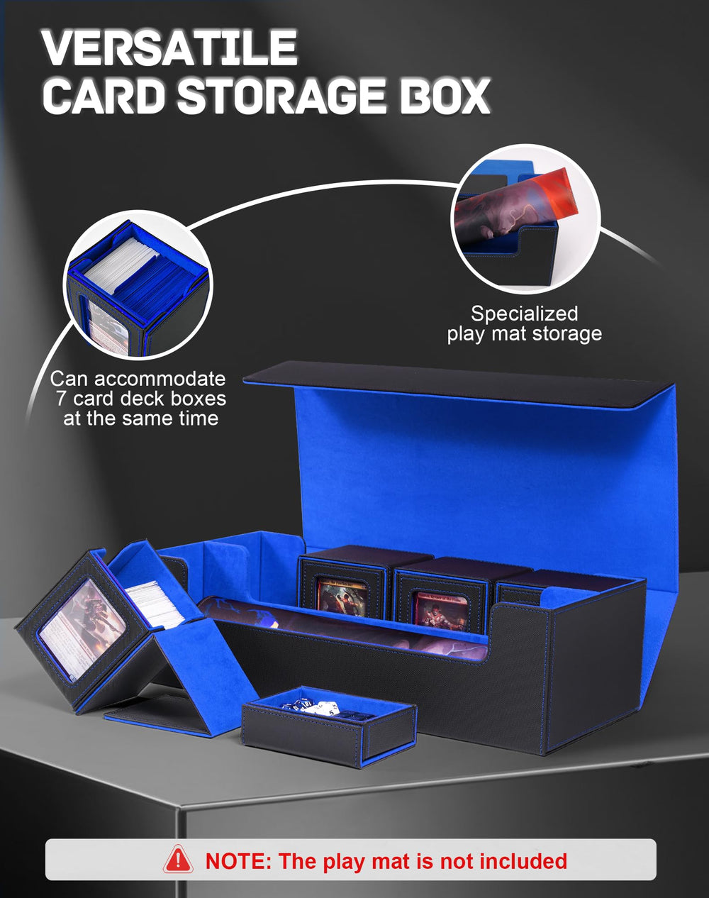 ZLCA MTG deck storage box dice compartment showcases detachable box for easy dice storage.