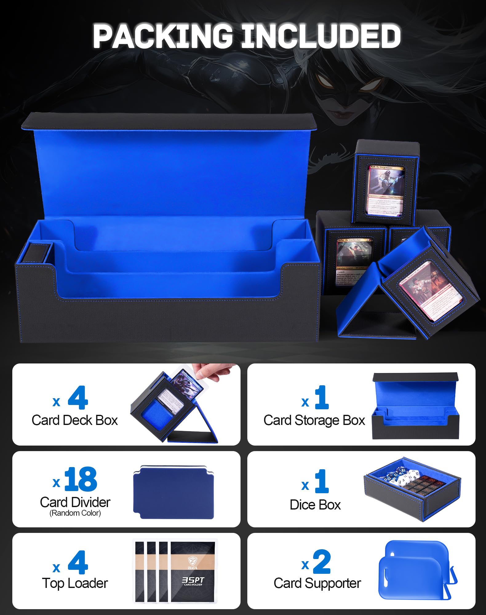 ZLCA MTG deck storage box interior detail emphasizes soft microfiber lining protecting cards.