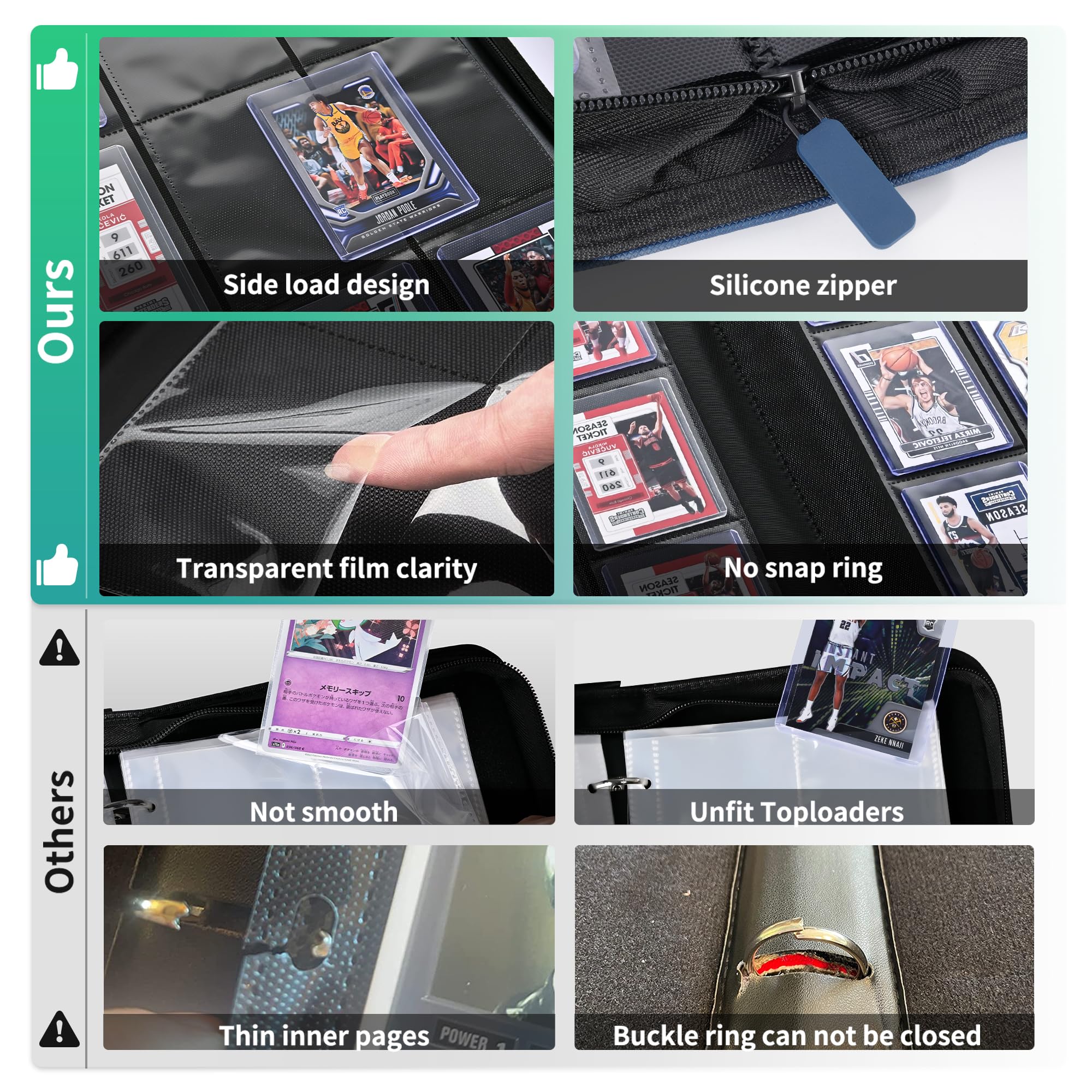 ZLCA blue binder includes 20 top loaders for secure card protection