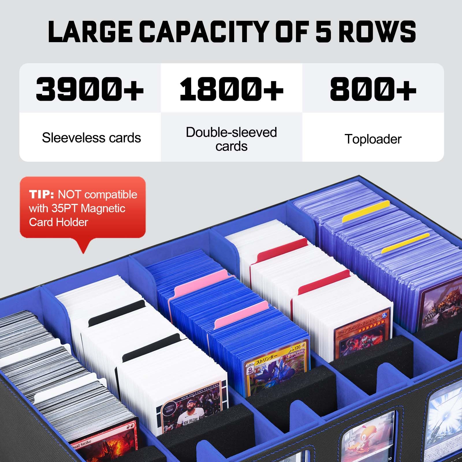 ZLCA storage box display windows help sort cards quickly while keeping them dust-free
