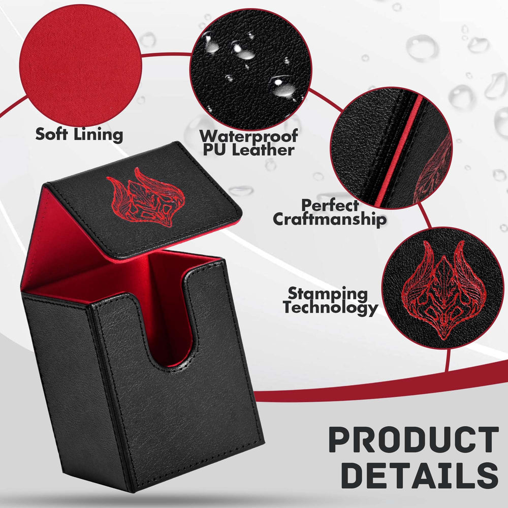 Black and red PU leather ZLCA deck box for portable storage