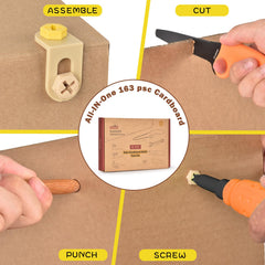 ZLemma 163-piece toolset showcasing versatility for cardboard projects and learning.