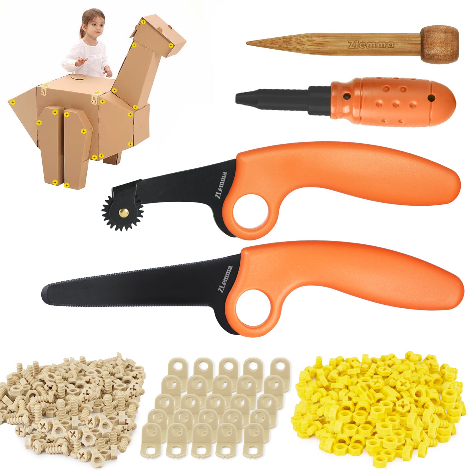 ZLemma Cardboard Tools Kit contents for creative builds at home and class.