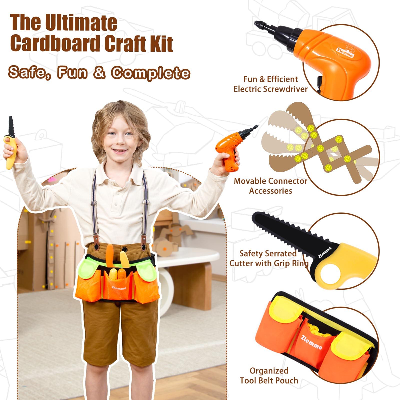 ZLemma Wearable Tool Belt enhances hands-free, organized pretend play and boosts focus during building.