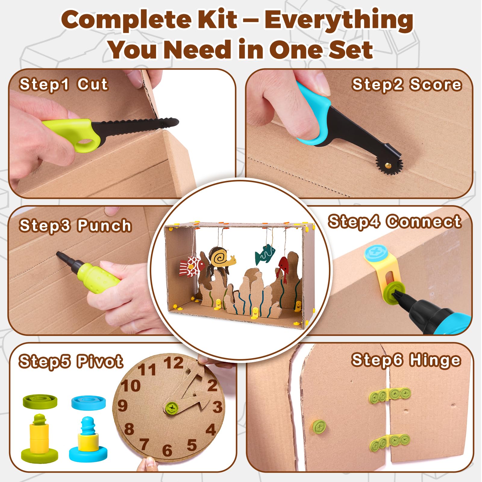 ZLemma movable cardboard models demonstrate simple mechanics in play.