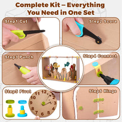 ZLemma movable cardboard models demonstrate simple mechanics in play.