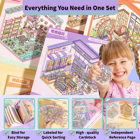 Zlineviy 2-book set inside pages with diverse themes for versatile mini-world crafting.