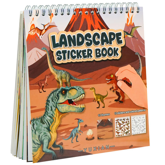 Zlineviy Dinosaur sticker scene 1: engaging scene for imaginative play and fine motor practice