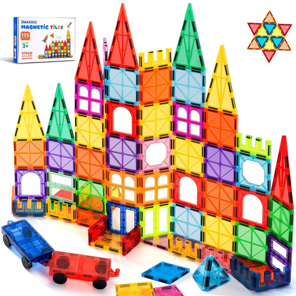 ZMAXKIC magnetic tiles 135pcs for limitless building fun