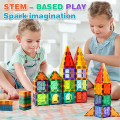 ZMAXKIC magnetic tiles with 2 cars invite interactive play