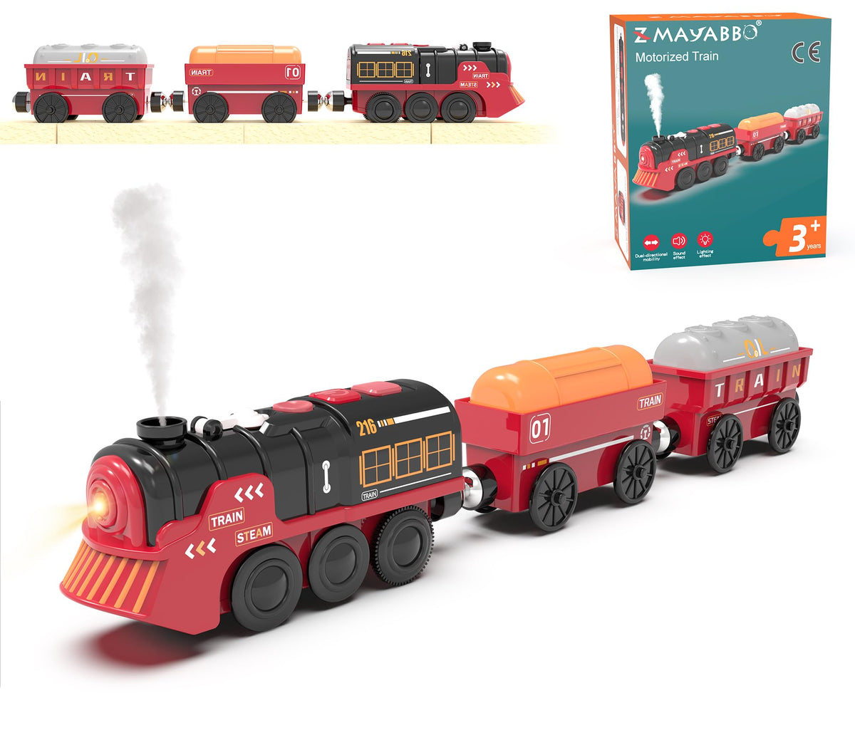 Z MAYABBO locomotive steam engine in action for imaginative play.