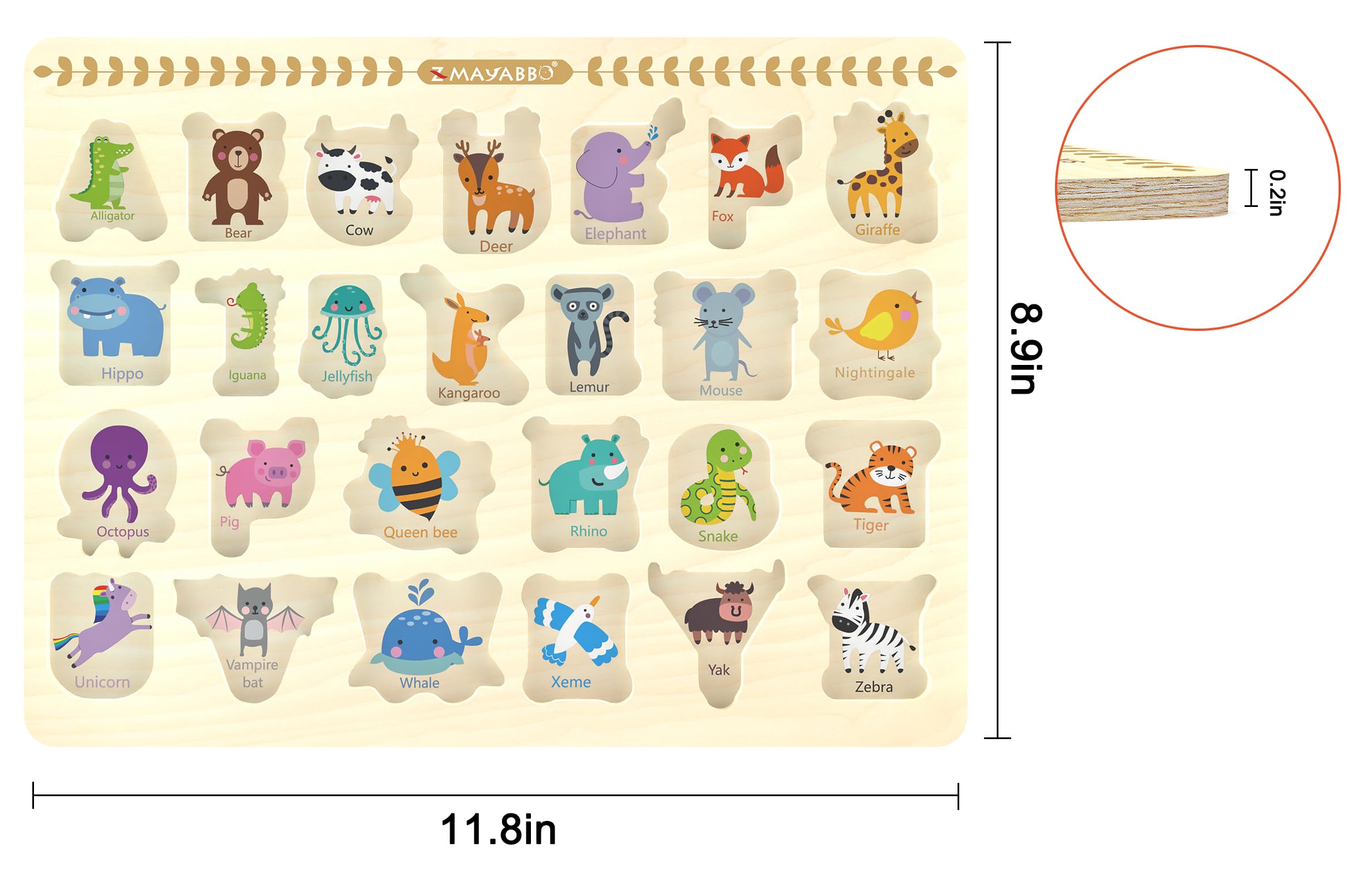 Z MAYABBO puzzle features large pegs for little hands to grasp easily.
